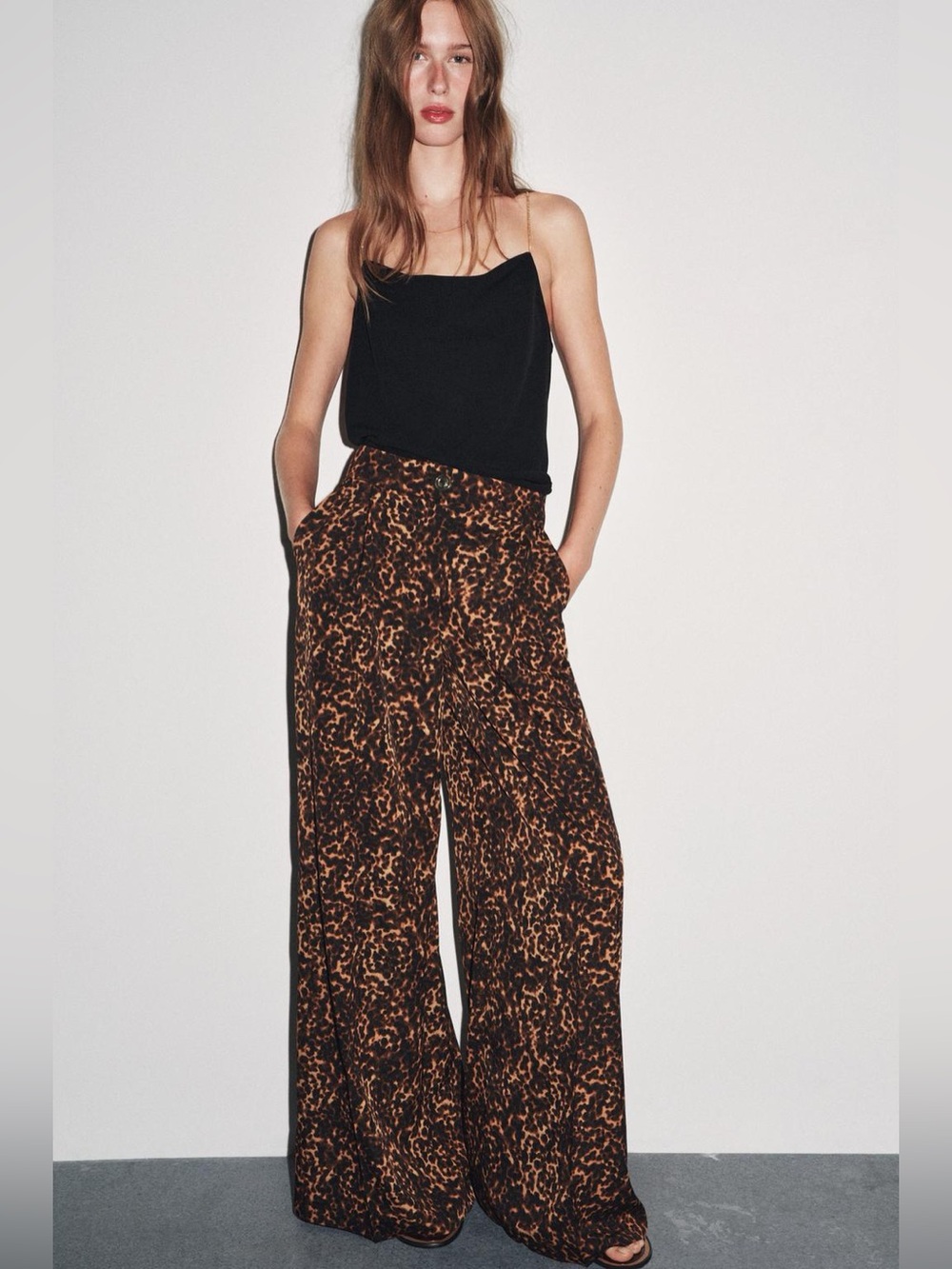 NWT Zara Woman ANIMAL PRINT PALAZZO TROUSERS Pants Size M Medium